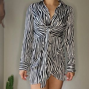 Zebra print long sleeve mini dress